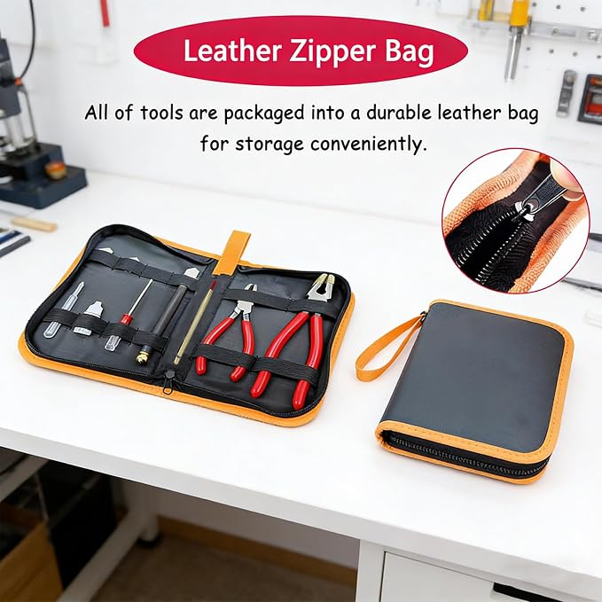 OFCOX Glass Cutting Tool Set Kit, Glass Nipper,Glass Running Plier, Breaking Plier, Oil Feed Glass Cutter Set with Leather Zipper Bag for Stained Glass, Tiles, Mosaic, Mirrors,Bottle, Fusing, Breaking
