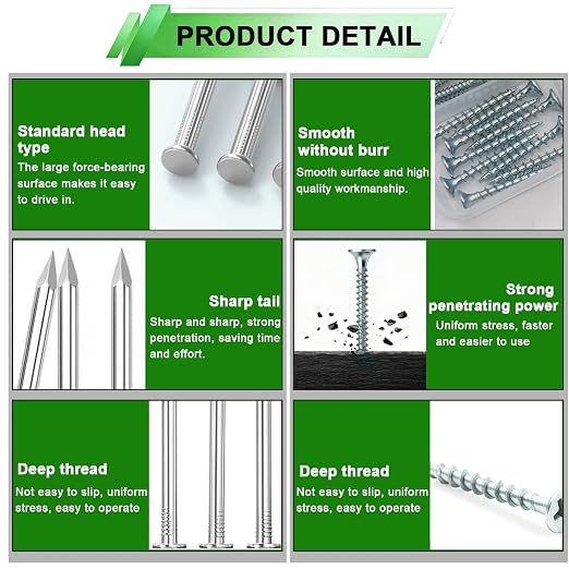 1220Pcs High Hardness Wood Screws & Premium Hardware Nails Assortment Kit, 13 Sizes (1/2''-4''),Phillips Drive Flat Head, Wood Screws, Galvanized, Picture Hanging, Wood, Common Nails with Storage Box