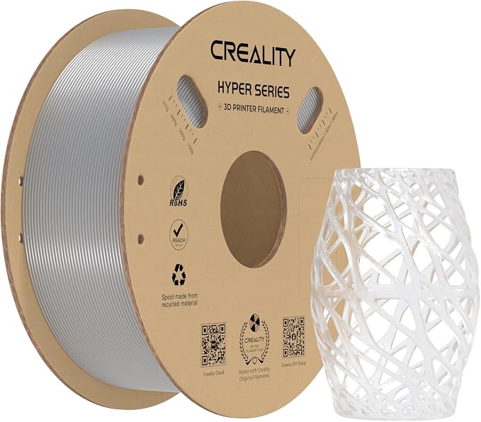 Creality Hyper PETG Filament 1.75mm, High-Speed PETG for 30–600mm/s Printing, Low Stringing, Strong Layer Adhesion, +/- 0.03mm Accuracy,Fits for Most FDM 3D Printers(Transparent)