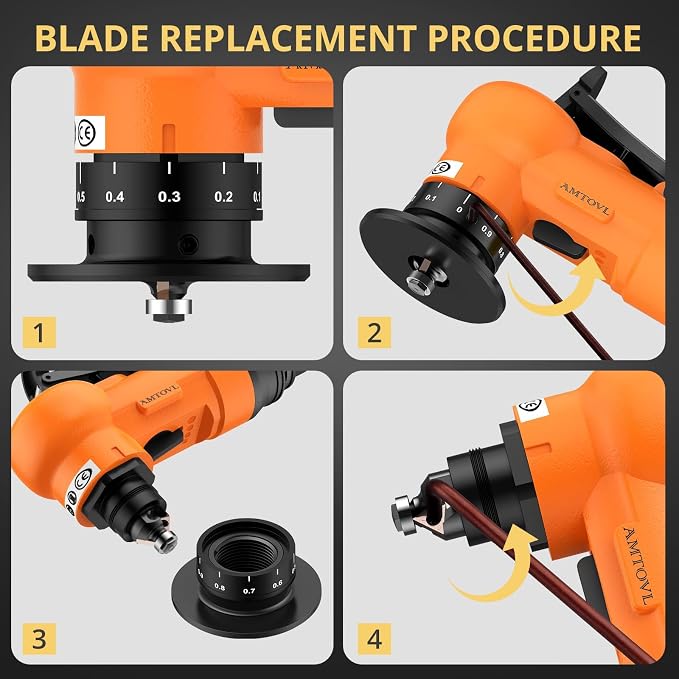 AMTOVL Pneumatic Chamfering Tool - Mini Air Chamfer Tool with 10 C-Angle & 10 R-Angle Blades, 45° 30000 RPM Chamfering Tool for Metal and Wood with 1/4" Air Inlet