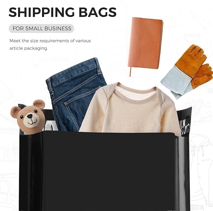 Metronic Poly Mailers 10x13 500Pcs,Strong Adhensive Shipping Bags for Clothing,Waterproof Poly Mailer Bags for Shipping, Flexible Shipping Envelopes for Small Business, Mailing Packages Bags Black