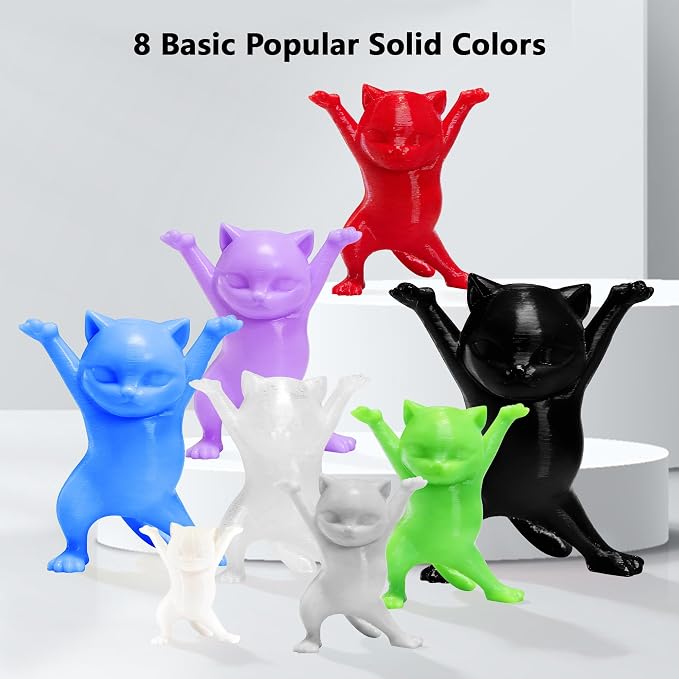 1.75mm 8 Spools Basic Colors PLA 3D Printer Filament Bundle, White/Black/Clear/Light Grey/Blue/Red/Green/Purple, Each Spool 0.25kg, Total 2kg PLA 3D Printing Material, 250g x 8 Spools