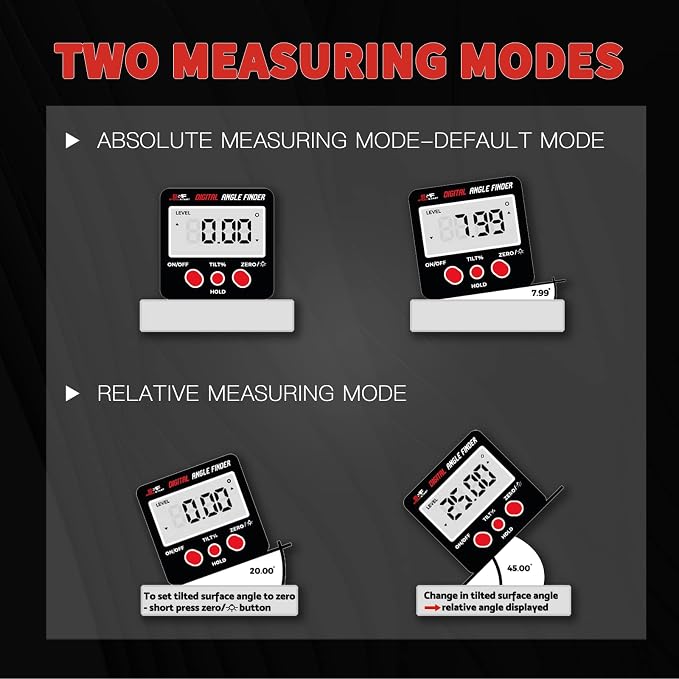 S&F STEAD & FAST Digital Angle Finder Magnetic with Case, Digital Angle Gauge, Backlit LCD, IP54, ±0.2° Accuracy for Table Saw, Woodworking, Construction