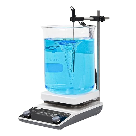 6.7 Inch Magnetic Stirrer Hot Plate Max 20L Stirring Capacity LCD Display Magnetic Stir Plate Max Temp. 350℃/662°F Hotplate Stirrer 2000RPM,Stir Bar&Temp Probe Sensor&Support Stand Included