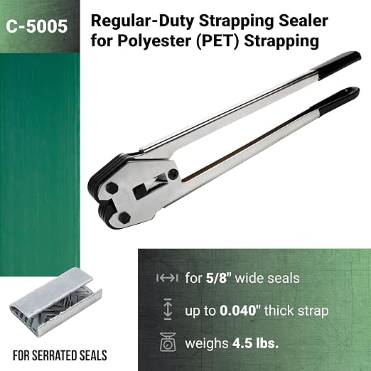 IDL Packaging - C 5005 Teknika C-5005 Sealer for 5/8" Polyester (PET) Strapping, Long Handles