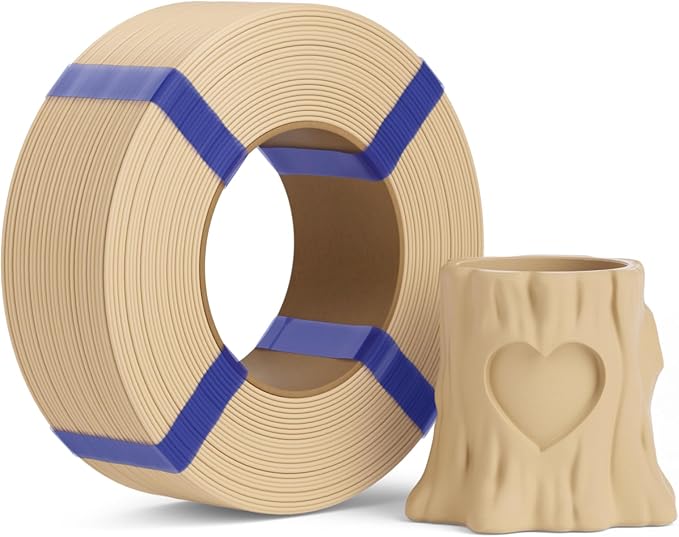 PLA Basic Refill Filament 1.75mm, No Spool 3D Printer Filament, Dimensional Accuracy +/- 0.02mm, Fits for Most FDM 3D Printers, 1KG Beige