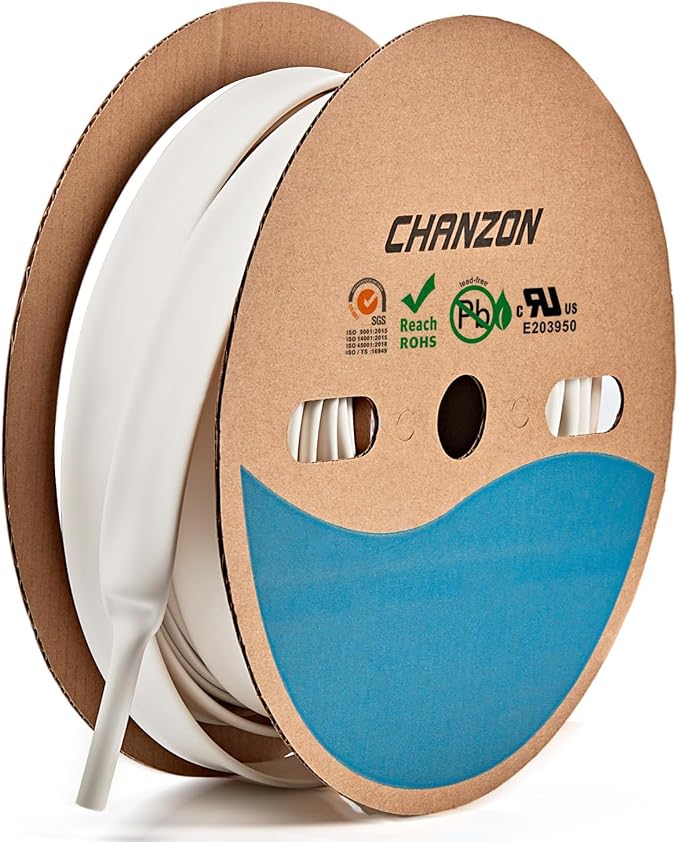 Chanzon 3:1 Ratio - 80ft Roll - Heat Shrink Tubing 5/8" (15mm) - Marine Grade Waterproof Adhesive Lined - (25M Total Length) White Polyolefin Sleeving Wrap Shrinking 3 to 1 Ratio 1pcs