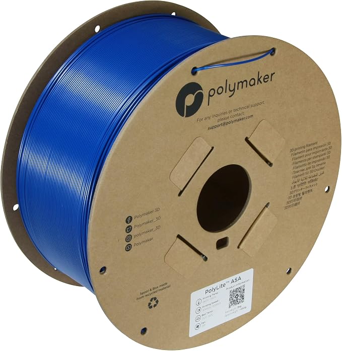 Polymaker ASA Filament 1.75mm Blue, 3kg ASA 3D Printing Filament, Heat & Weather Resistant - ASA 3D Printer Filament Perfect for Printing Outdoor Functional Parts