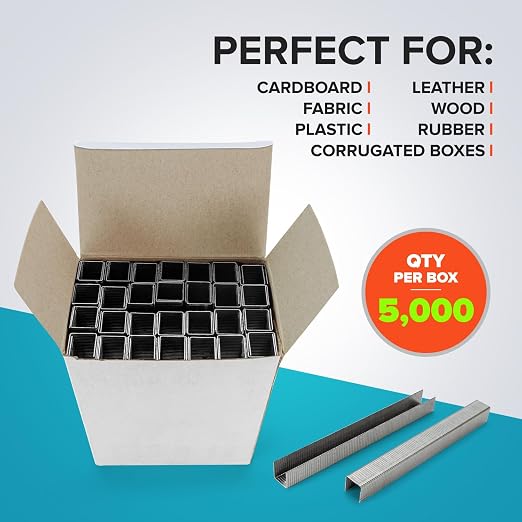 IDL Packaging Heavy Duty Staples for Stapling Plier HSP-12, 7/16" x 5/16" x 0.04" (10 Boxes, 50000 pcs) - Non-Rusting, Durable Stainless Steel - Zinc-Plated Industrial