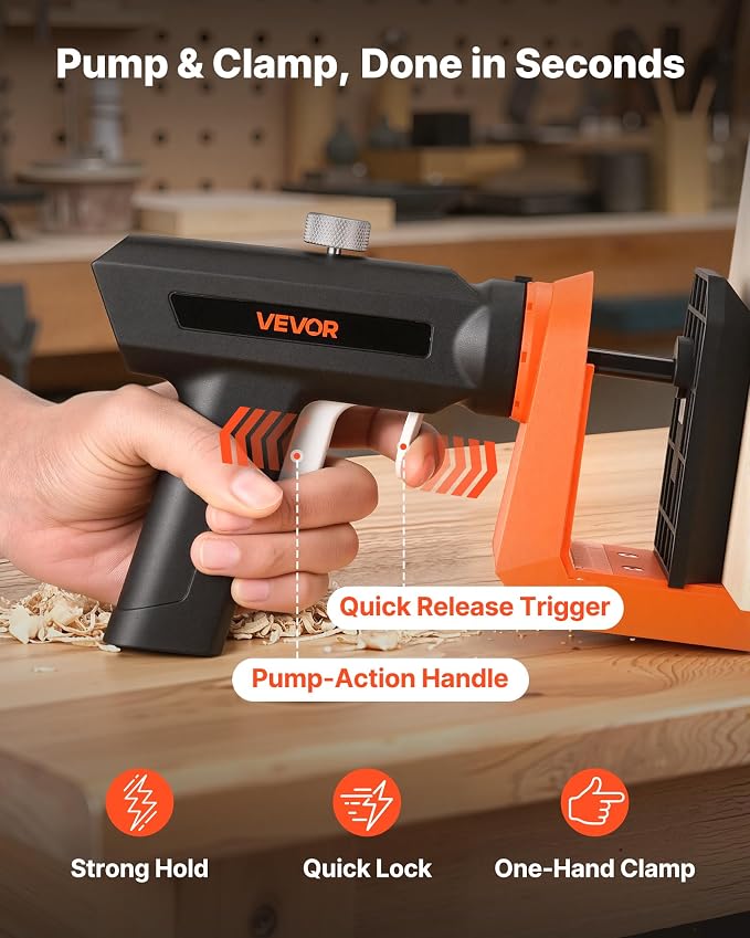 VEVOR Pocket Hole Jig Kit, 1/2", 3/4", 1-1/2" Adjustable, 360° Rotating Handle, Jig Pocket Hole System with 260 Screws, C-Clamp, Stop Collar, Drill Bit, Easy Clamping and Adjusting, for Woodworking