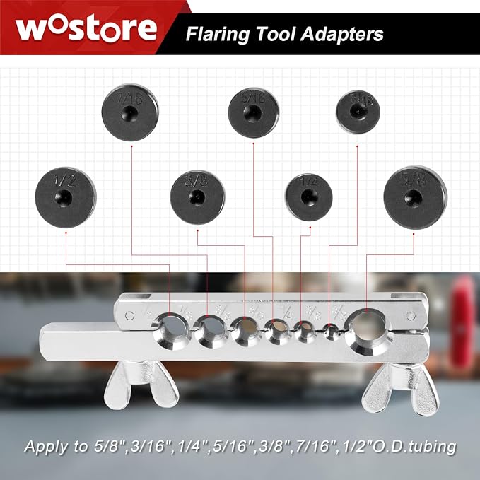 Wostore Double Flaring Tool Kit with Tube Bender 1/4",5/16",3/8" and Spring Bender 1/2",5/8" for Plumbing Copper Brake Line HVAC