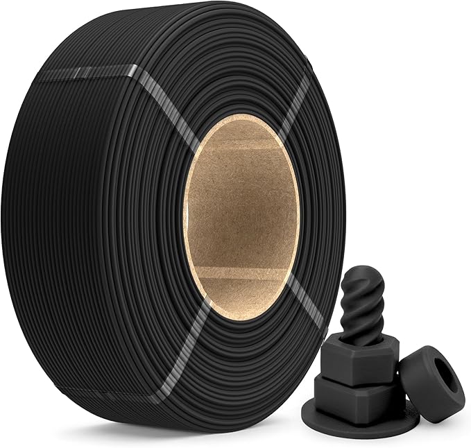 SUNLU PETG Filament Refill 1.75mm 1KG, High Speed 3D Printer Filament Refill, No-Spool Matte Black PETG Refill for Reusable Spools Compatible with Bambu Labs Filament Printer, 1KG/Roll (Matte Black)