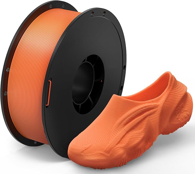 BIQU MorPhlex Flexible Filament 1.75mm, Turn 90A Into Ultra-Soft 75A with High Flexibility, 1Kg (2.2lbs) Spool - Dimensional Accuracy ±0.02 mm, Beginner-Friendly (Orange)