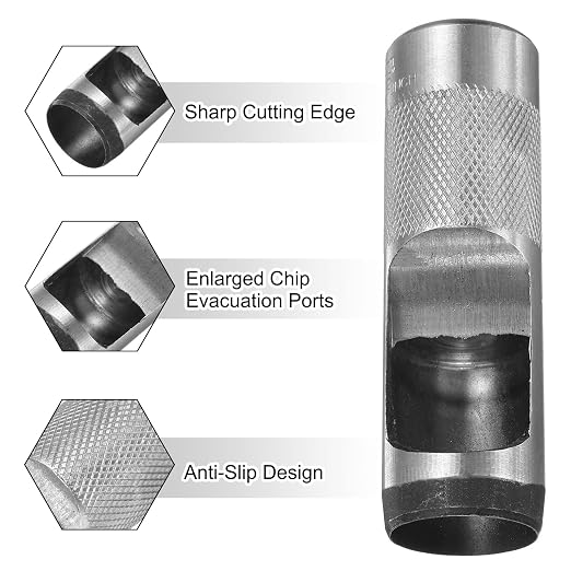 HARFINGTON Leather Round Hole Punch, 28mm Hollow Hole Puncher Cutter Carbon Steel Circle Hole Punching Cutting Tool for Belt/DIY Leather Craft