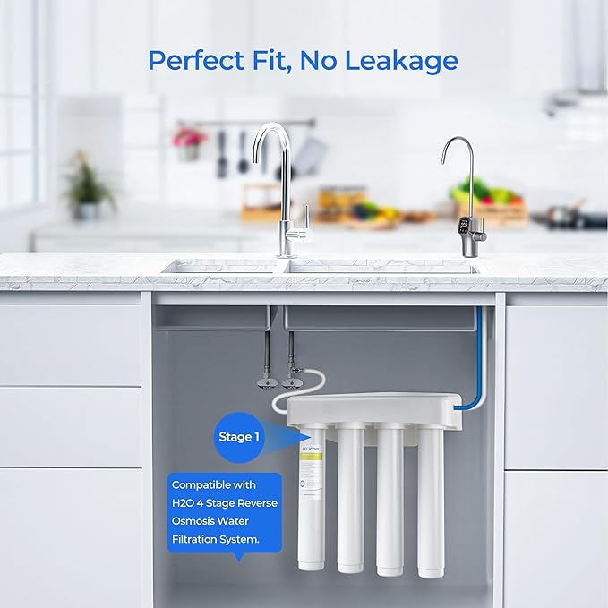 H2O Stage 1 Sediment Replacement Filter, No RO Membrane, 2 Pack | Compatible with Pure Blue H2O Stage 1 Sediment PB-TLRO4SEDT, 4 Stage PB‑TLRO4H50T Reverse Osmosis Water Filtration System