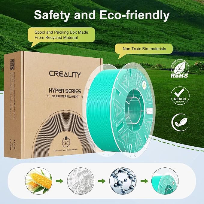 Creality Hyper PLA Filament 1.75mm, RFID 3D Printer Filament for High Speed 30-600mm/s, PLA Filament Support CFS, Fits for K2 Plus Combo and Most 3D Printers 1kg(2.2lbs)/Spool