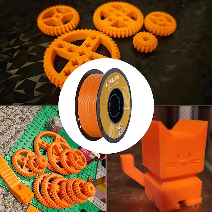 Kingroon High Speed PLA 3D Printer Filament 1.75mm, 3D Printer Rapid Filament for 30-600mm/s Hyper Printing Filament, Dimensional Accuracy +/- 0.03 mm, 1kg Plastic Spool(2.2lbs) (Orange)