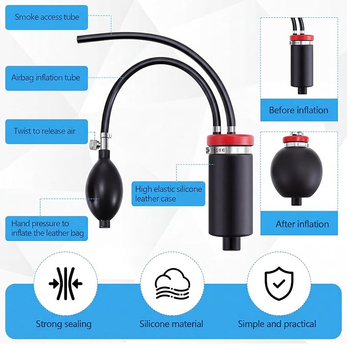 Aurelema 2 Pcs Universal Easy Intake Adapter Automotive Smoke Machine Inflatable Bladder Block Off Diagnostic Car Smoke Leak Tester Detector for 12V Vehicles Pipe Fuel Leakage Detection (Red)