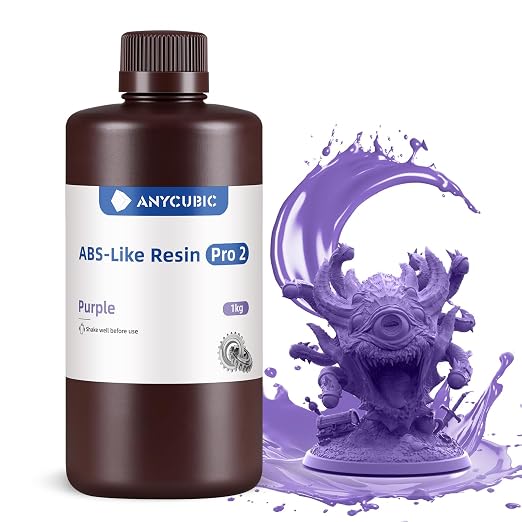 ANYCUBIC ABS-Like Resin Pro 2, Upgraded 8K 3D Printer Resin with Enhanced Strength and Toughness, High Precision, Low Odor, Wide Compatibility for All LCD Resin 3D Printers (Purple, 1kg)