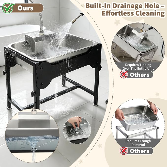 YUEPET 3Gal Automatic Dog Water Bowl Dispenser for Large Dogs, Height Adjustable Elevated Dog Water Bowl, Stainless Steel Pet Waterer with Float Valve, Outdoor Non-slip Water Bowl for Dogs Sheep Goats