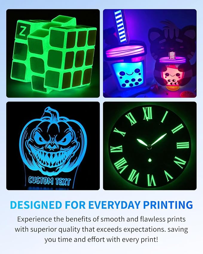 JAYO Glow in the Dark PLA Filament 1.75mm, Green Luminous Effect for Decorative 3D Printer Filament, 1.1kg Spool(2.4lbs), Compatible with Most FDM Printers