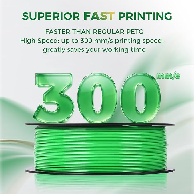 Sovol 3D Printer Rapid PETG Filament 1.75mm 1KG (2.2lbs), High Precision, Strong Toughness, Wiring Tightness, Dimensional Accuracy +/- 0.03 mm, 3D Printing High Speed PETG Filaments, Grass Green