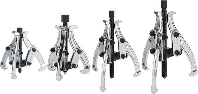 DURATECH 4-Piece 3-Jaw Gear Puller, 3", 4", 6", 8", Removal Tool for Gears, Pulleys, Bearings and Flywheels, Fully Assembled, CR-V Steel