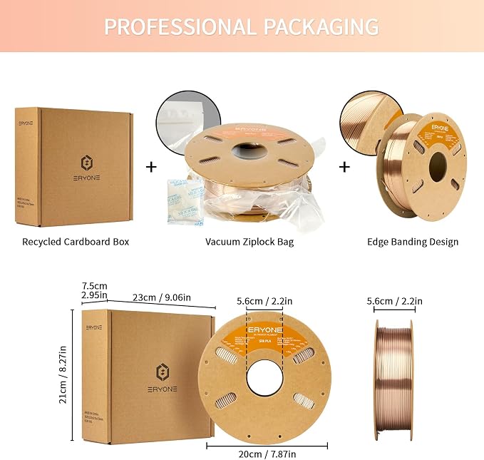ERYONE Silk PLA Filament for 3D Printer 1.75mm +/- 0.03mm, Shiny Filament 1kg (2.1lbs)/Spool, Desert Titanium