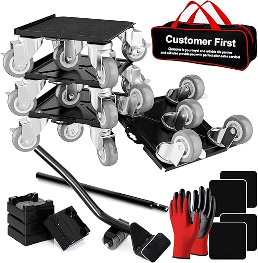 Furniture Dolly,Furniture Movers with 5 Wheels,Silent & 360° Rotating Wheels & Side Brake,2400 Lbs Capacity,Carbon Steel Panel Heavy Duty Dolly for Appliances,Sofas,Beds,Pianos