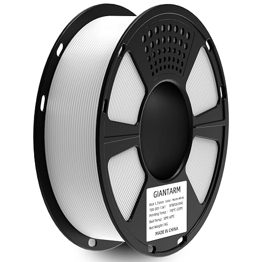 GIANTARM 3D Printer Filament, White Pla Filament, 1Kg(2.2lbs) Spool, 1.75mm Dimension Accuracy +/- 0.03mm, 3D Printing Filament