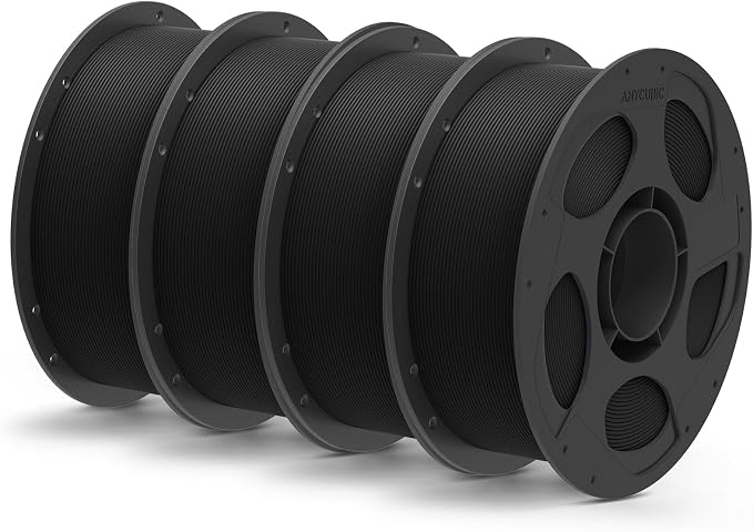 ANYCUBIC Matte PLA Filament Bundle 4KG, 3D Printing PLA Filament 1.75mm Dimensional Accuracy +/- 0.03mm, 1KG Reusable Spool, Matte Black