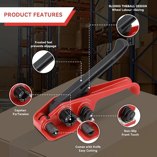 Banding Strapping Kit with 3/4" x1600 ft Green Polyester (PET) Band 200 Metal Seals Tensioner Sealer Tool for Pallet Box Packaging