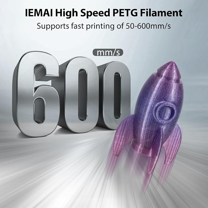 IEMAI Glitter Clear PETG Filament 1.75mm 1KG, Sparkly Transparent Finish 3D Printer Filament, Dual Colour Gradient Blue to Purple for Lampshades, Home Decor & DIY Models