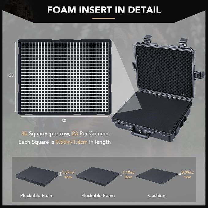 Lykus HC-4610 Waterproof Hard Case with Foam, Interior Size 18.1x14.2x5.1 inch, Suitable for camera,laptop,electronic equipment and more