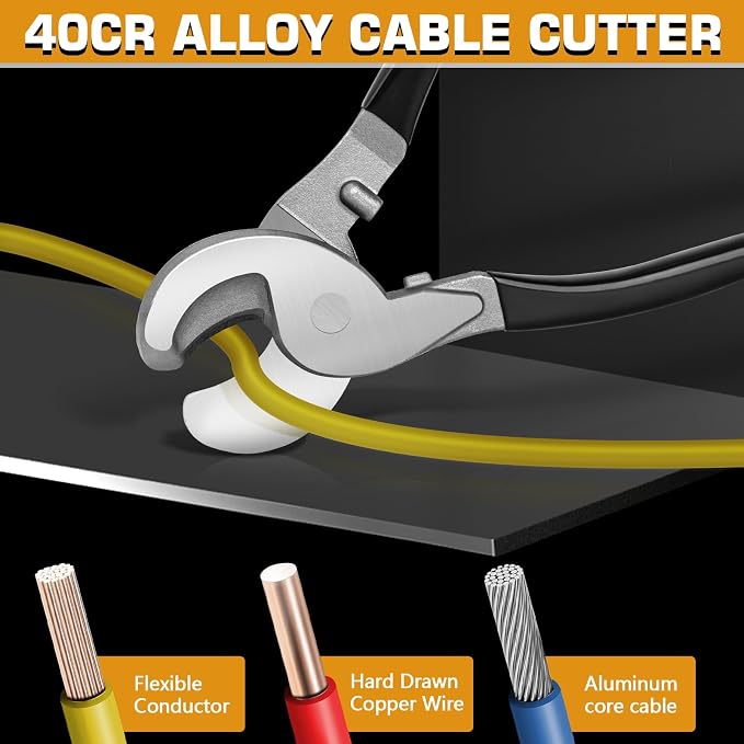 Hydraulic Crimping Tool Set with Cable Cutter, 10 Tons Battery Cable Crimper Tool with 12 AWG to 00 (2/0), Terminal Cable Wire Tool Kit with 9 Die (12awg~00awg Crimping Tool), Orange