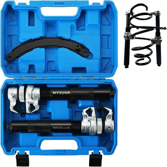 NYXOVA Coil Spring Compressor Tool, Heavy Duty Macpherson Strut Spring Compressor Tool,Ultra-Rugged Strut Spring Compressor Tool with Safety Guard,2200lb Capacity 11in Jaw Opening (Blue)