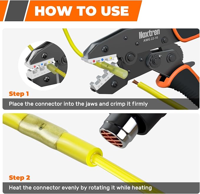Crimping Tool For Heat Shrink Connectors, 220PCS AWG 26-10 Waterproof Automotive Marine Grade Heat Shrink Butt Connectors and Wire Stripper