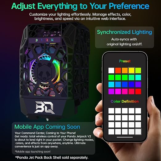 BIQU Panda Jet Pack V2.0 Black Shell with RGB Light Upgrade Print Head for Bambu-Lab P1P/P1S/X1C/X1E 3D Printer