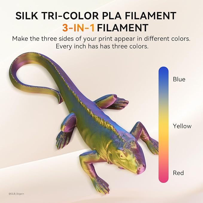TECBEARS 10KG Silk PLA Filament Bundle - Dual & Triple Color Silk PLA, 1kg x 10 Pack