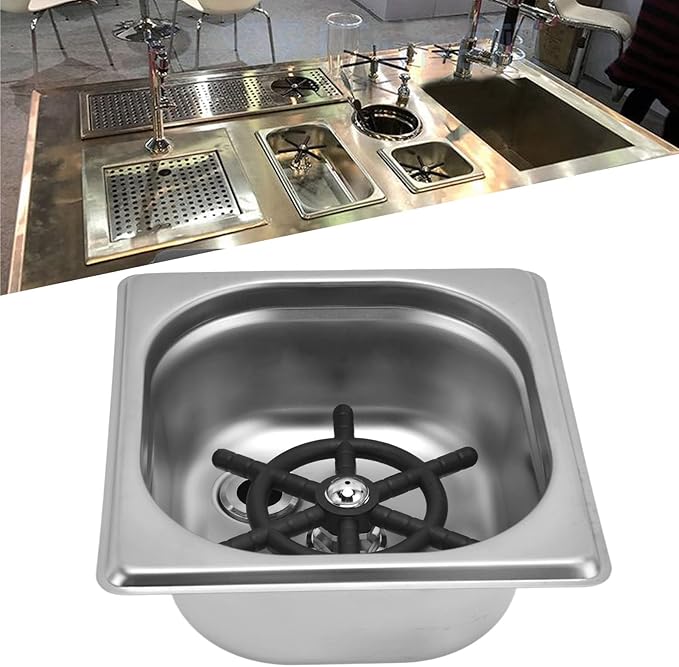 Glass Rinser, Square Stainless Steel Automatic Cup Washer Cleaner Quick Rinser Kitchen Sink Accessories for Bar Pub Restaurant Coffee Shop Hotel Silver