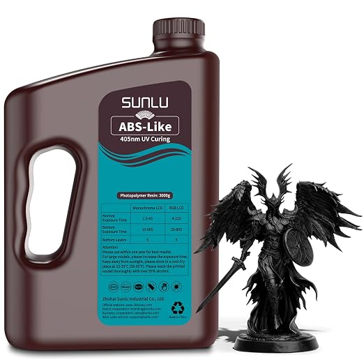 SUNLU Upgraded 3000G ABS Like Resin for 3D Printer, 405nm UV-Curing Resin LCD/DLP/SLA 3D Printers, 3D Printer Resin Fit Most Brand, Black 3kg