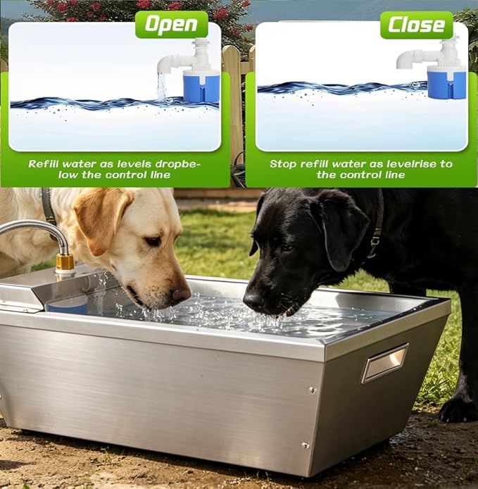 4Gal Dog Water Bowl Dispenser Large Breed Outdoor Automatic Livestock Water Trough Livestock Waterer for Large Dogs Goat Sheep Cow Horse