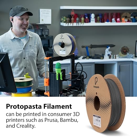 Protopasta Ferromagnetic Iron PLA 3D Printer Filament | ProtoPlant Metal-Filled PLA Plastic Printer Filament with 45% Iron | Patina Friendly Metal Composite Filament | 500g Metallic Spool