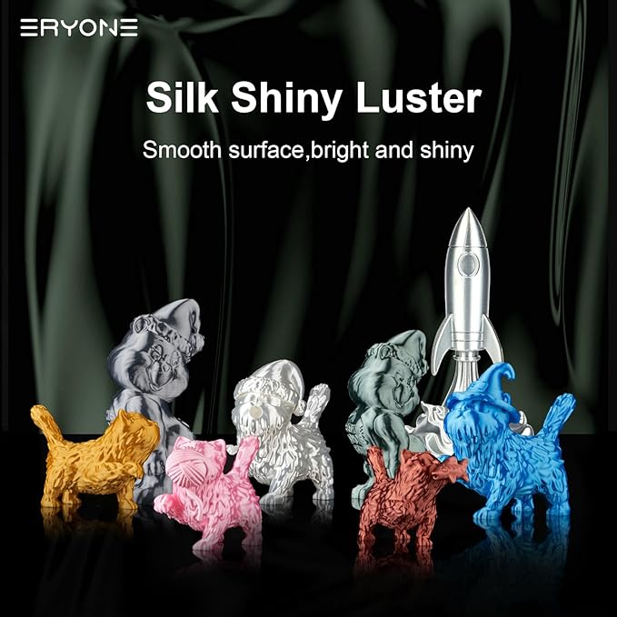 ERYONE Silk PLA Filament for 3D Printer 1.75mm +/- 0.03mm, 2KG Cardboard Spool, Silk Silver