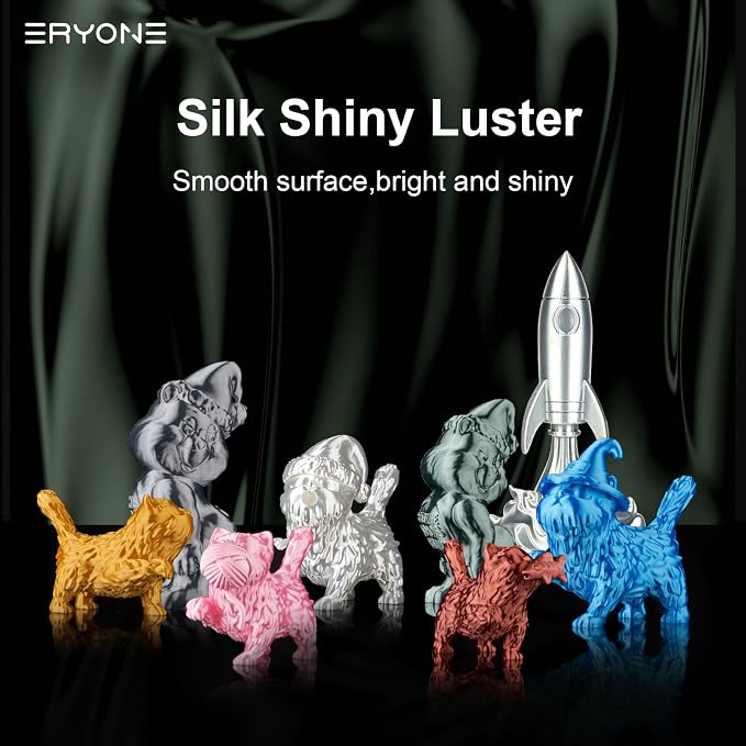 ERYONE Silk PLA Filament for 3D Printer 1.75mm +/- 0.03mm, 4KG Cardboard Spool, Silk Silver