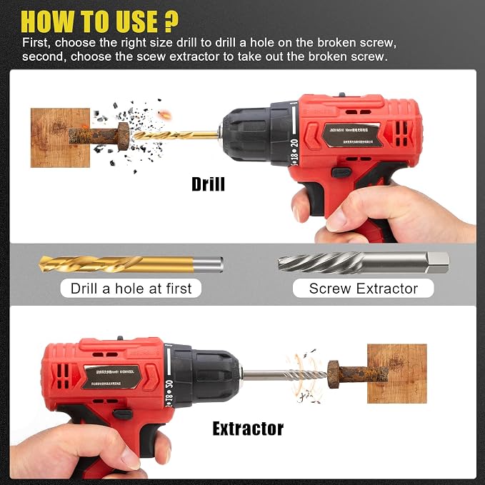 TOPEC Screw Extractor and Left Hand Drill Bit Set - 18 Piece Easy Out Bolt Extractor Kit for Removing Damaged Screws, Broken Bolts, Studs