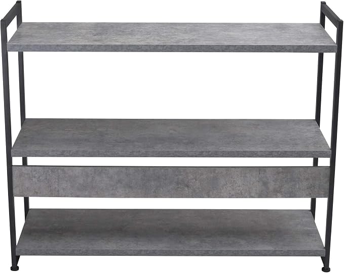 Household Essentials Slate Concrete & Iron Three-Tier Bookshelf
