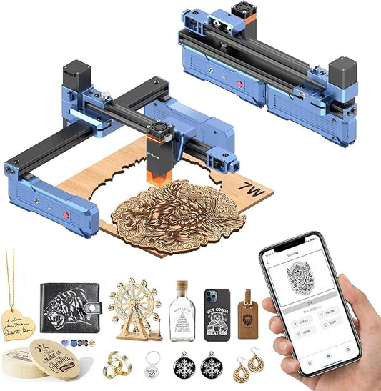 Artilume Laser Engraver 7000mW APP-Control-Foldable Design Laser Engraver and Cutter Machine 200 * 150mm Working Area Portable Engraver for Wood Leather Acrylic Best for Beginners Small Business (T1)