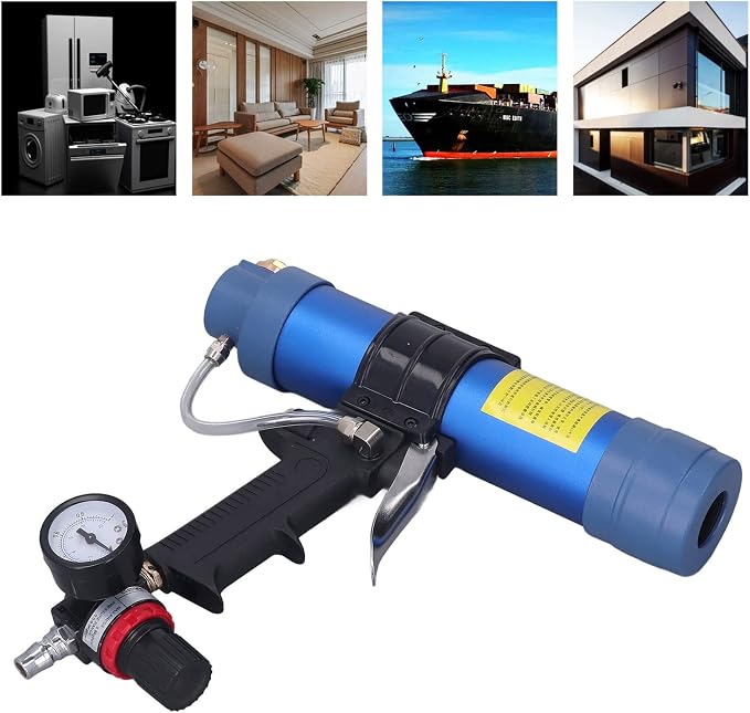 Sausage Silicone Caulking Glue Gun,310ml 1/4in Pneumatic Glass Glue Gun With Pressure Gauge Silicone Gun Pneumatic Sausage Caulking Gun Glass Glue Sealant Gun