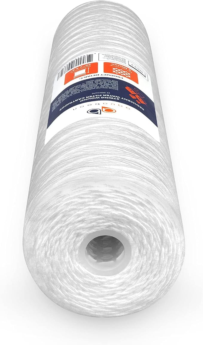 Aquaboon 5 Micron 20 x 4.5 Whole House String Wound Water Filter Replacement Cartridge for Well Water Filtration Compatible with WP5BB20P, 10-Pack